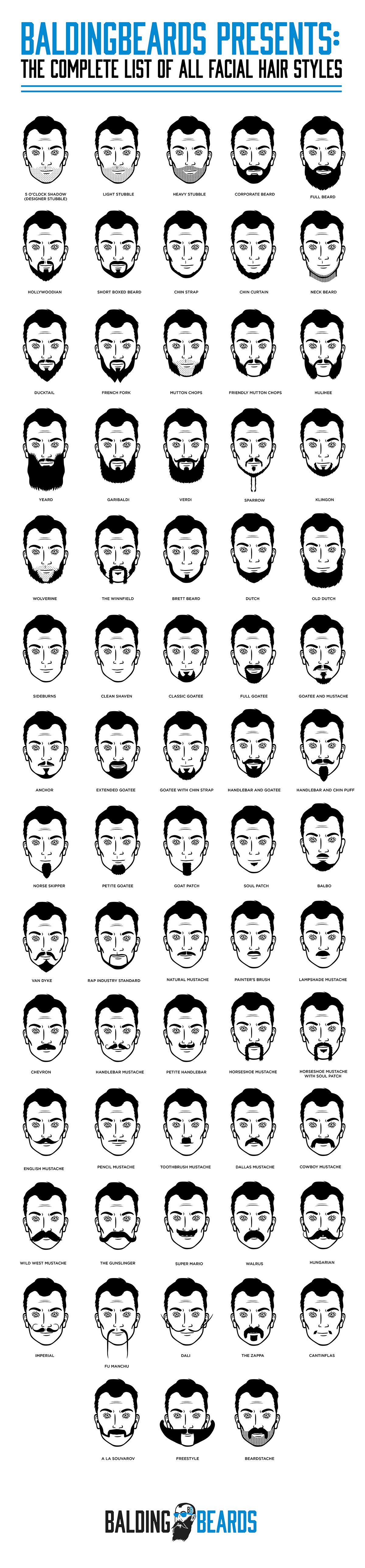 68 Facial Hair Styles For Men Infographic 