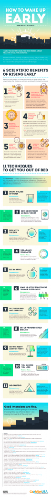How To Wake Up Early Backed By Science Infographic 