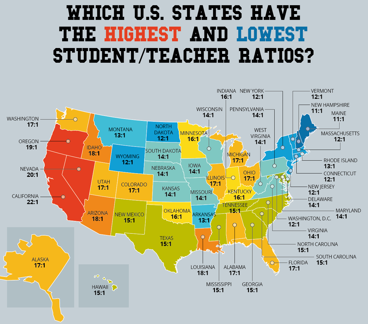 Which States Have The Highest And Lowest Student Teacher Ratios 