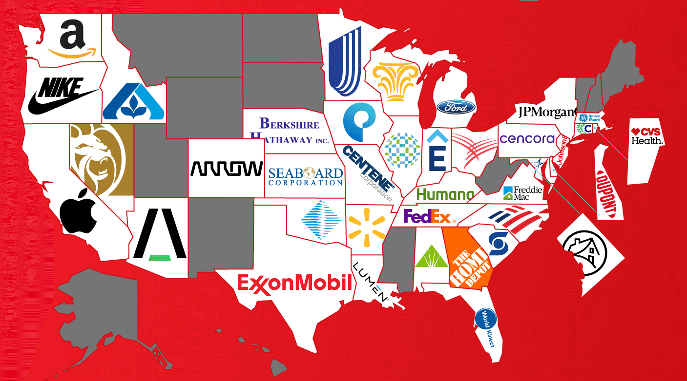 The Biggest Fortune 500 Company in Every State (Infographic)